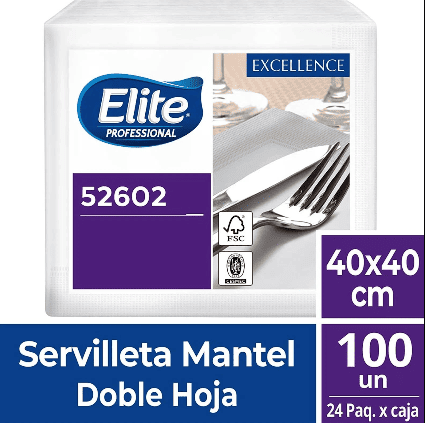 SERVILLETA MANTEL ELITE 40 X 40 (100 UNIDADES)