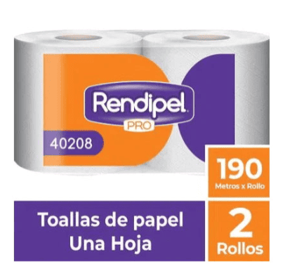 TOALLA DE PAPEL PRO RENDIPEL (190 METROS X 2 ROLLOS)